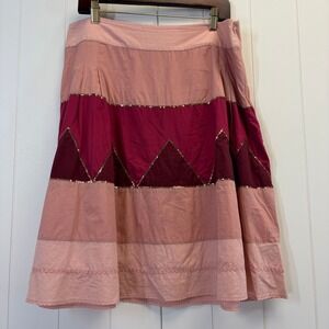 Old Navy Y2K Boho Chevron Sequin Trim Midi Skirt Womens Size 14 Cottage Festival